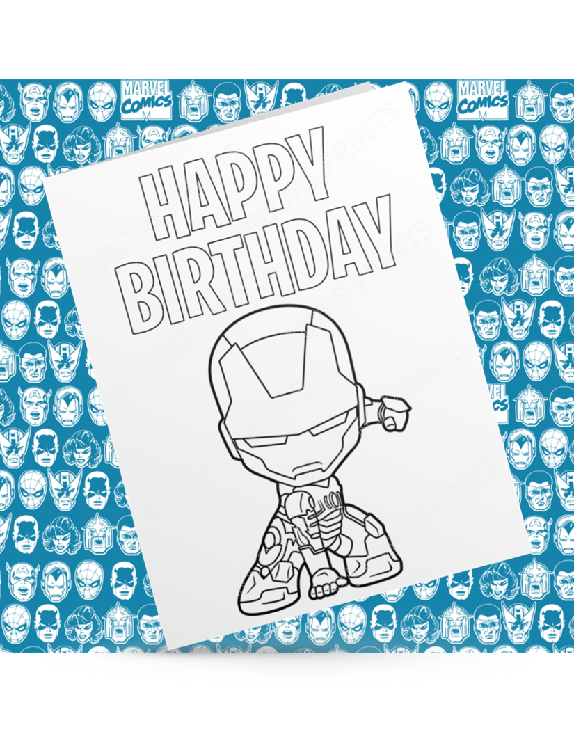 Marvel Characters Colour Your Own Birthday Card