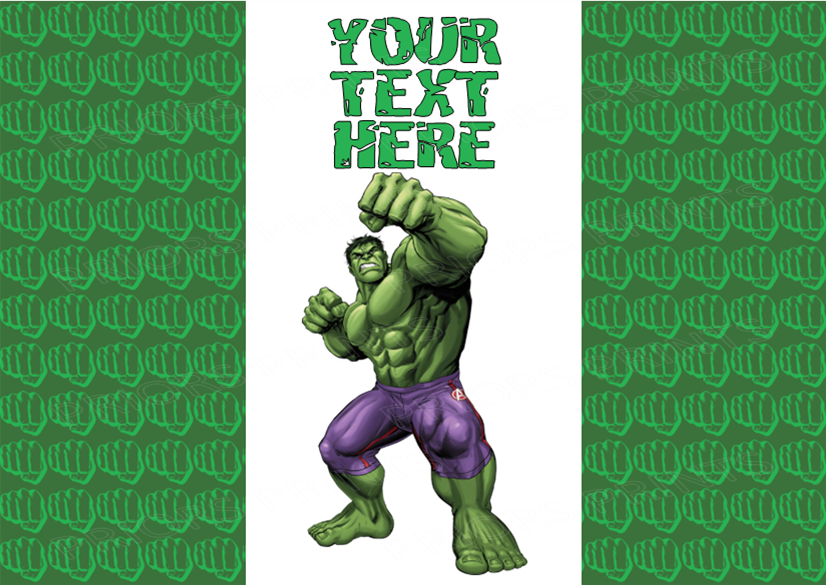 Hulk Chocolate Bar Wrappers- To add own Text
