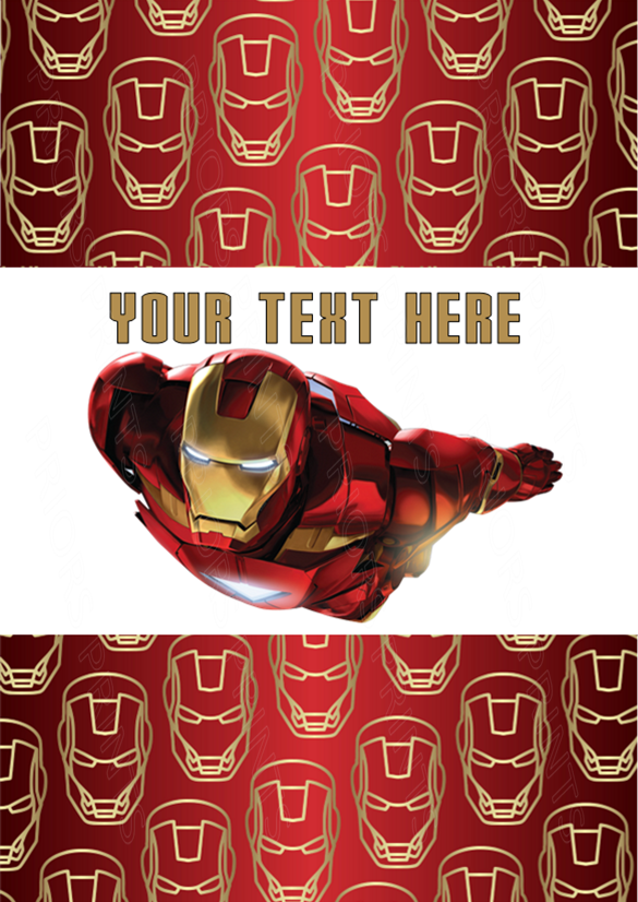 Iron Man Chocolate Bar Wrappers- To add own Text