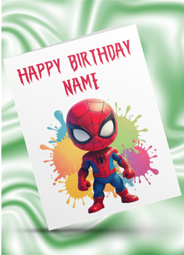Spiderman Colour Splash Personalised Birthday Card