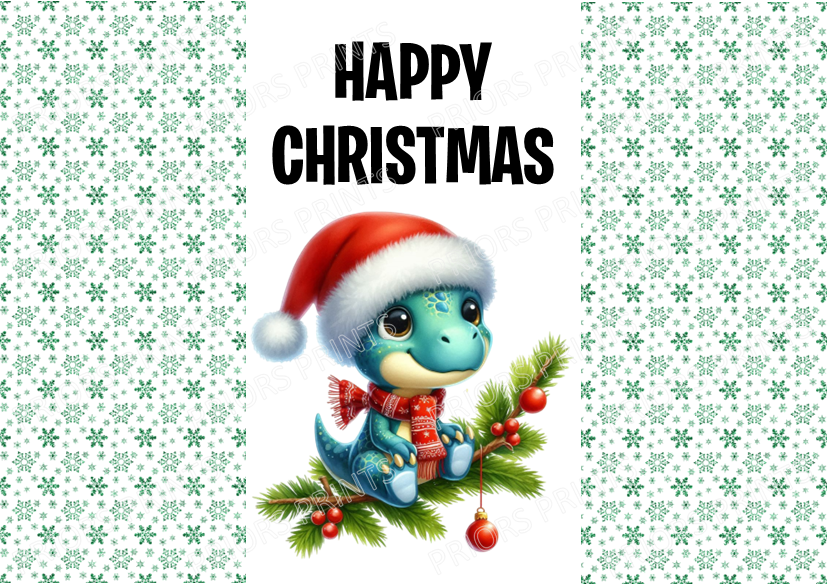 Cute Dinosaur Christmas Chocolate Bar Wrapper