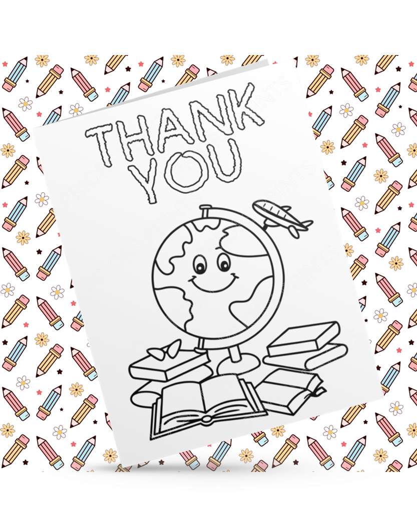 Colour Your Own Thank You Card for Teachers, Teaching Assistants, ect