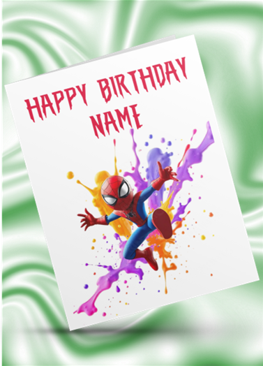 Spiderman Colour Splash Personalised Birthday Card