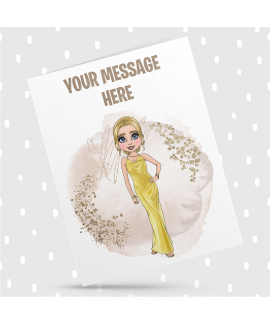 Yellow Dress Female Personalised Card For Any Occasion