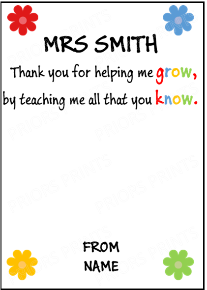 Personalised Thank You Teacher Seed Paper Shapes Gift, For Teaching Assistant, Head Teacher, Key Worker, Preschool, End Of Term Gift Present
