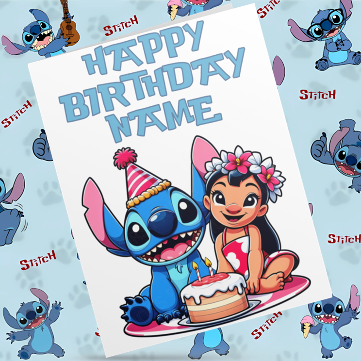 Lilo & Stitch Personalised Birthday Cards- Listing 2