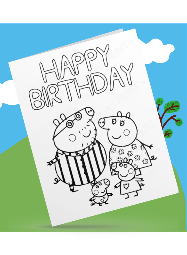 Peppa Pig- Colour Your Own Birthday Card