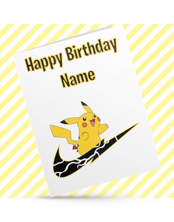 Pokemon & Nike Personalised Birthday Cards