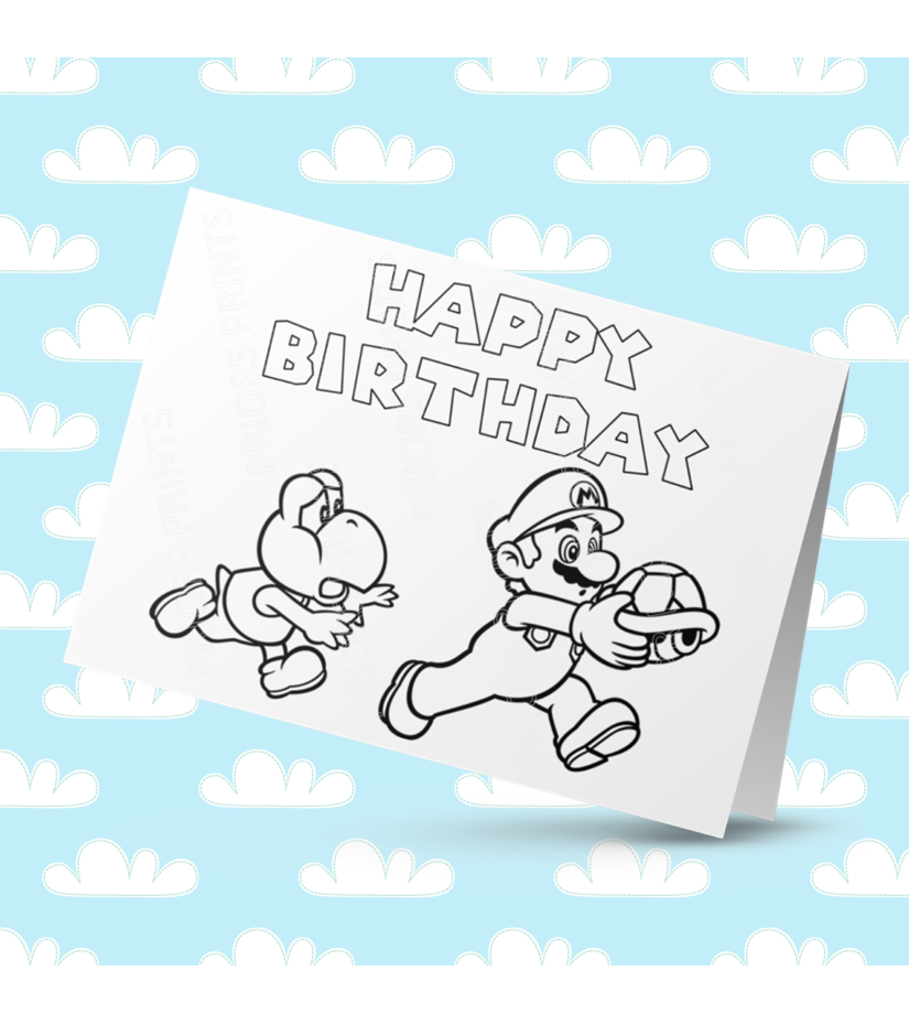 Super Mario Colour Your Own Birthday Card