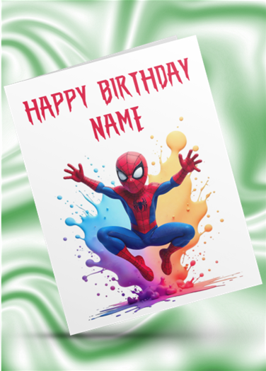 Spiderman Colour Splash Personalised Birthday Card