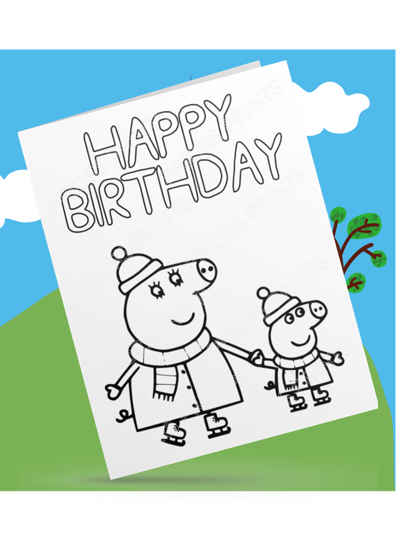 Peppa Pig- Colour Your Own Birthday Card