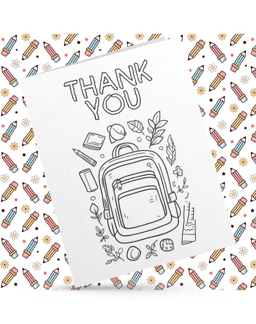 Colour Your Own Thank You Card for Teachers, Teaching Assistants, ect