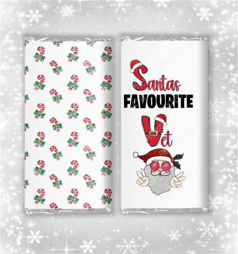 Santa's Favourite Christmas Chocolate Bar Wrapper for Teacher Nurse ect