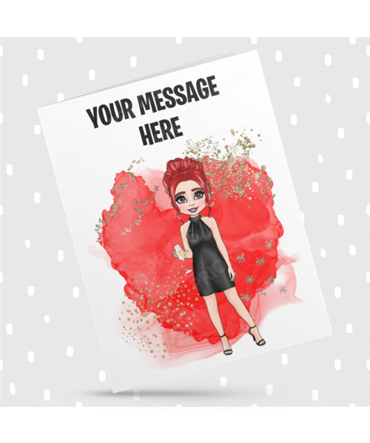 Black Dress Female Personalised Card For Any Occasion