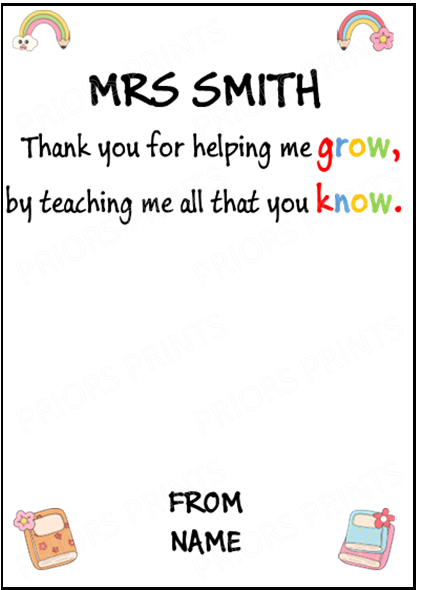 Personalised Thank You Teacher Seed Paper Shapes Gift, For Teaching Assistant, Head Teacher, Key Worker, Preschool, End Of Term Gift Present
