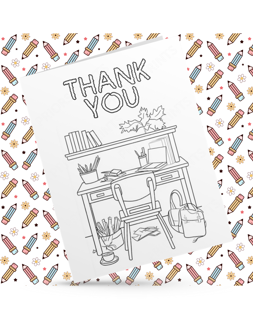 Colour Your Own Thank You Card for Teachers, Teaching Assistants, ect