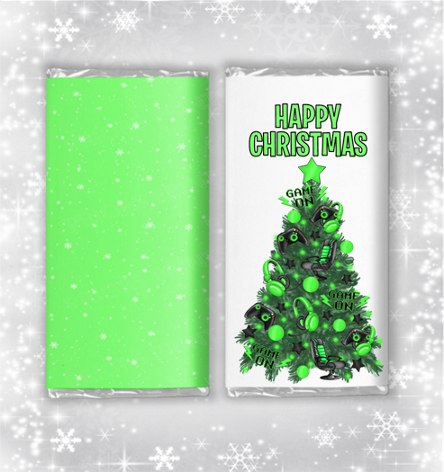 Gamer Christmas Tree Chocolate Bar Wrapper