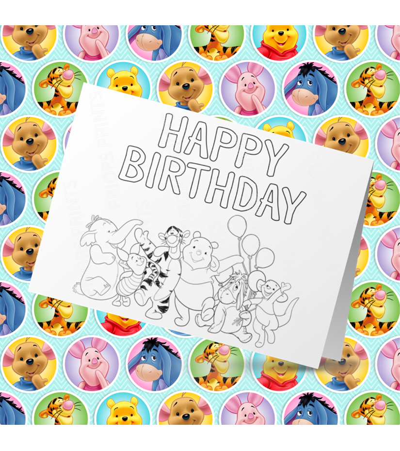 Winnie The Pooh Colour Your Own Birthday Card
