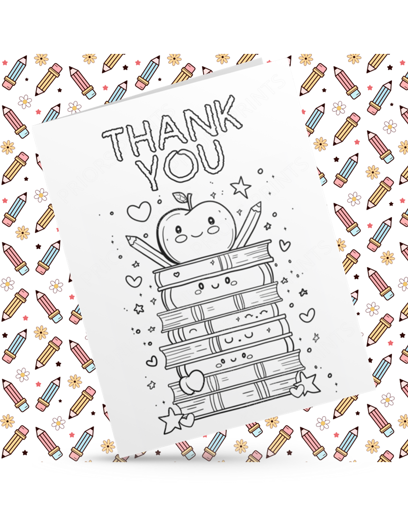 Colour Your Own Thank You Card for Teachers, Teaching Assistants, ect