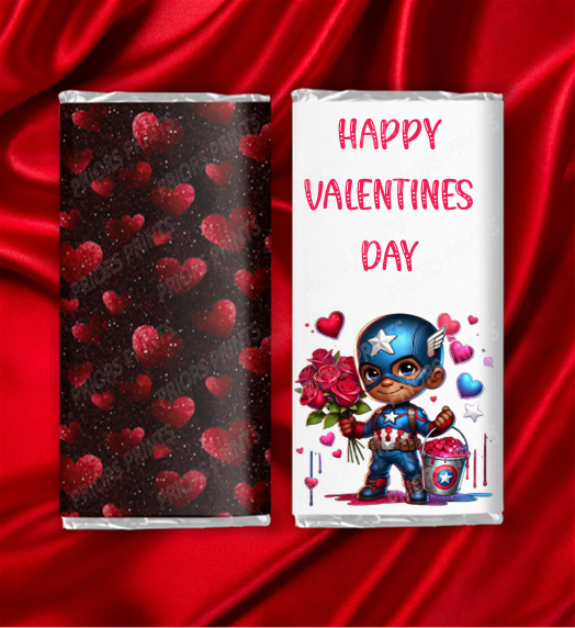 Captain America Valentines Chocolate Bar Wrappers