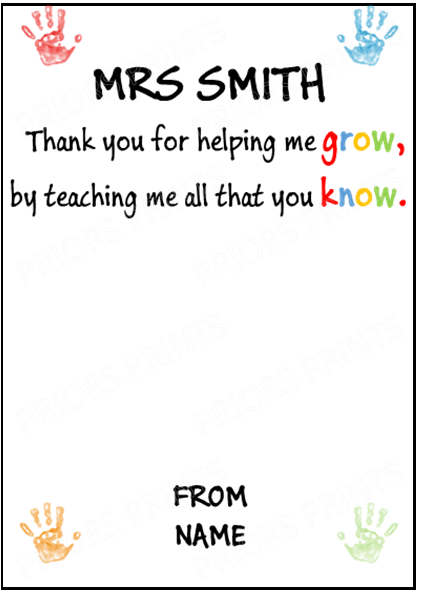 Personalised Thank You Teacher Seed Paper Shapes Gift, For Teaching Assistant, Head Teacher, Key Worker, Preschool, End Of Term Gift Present