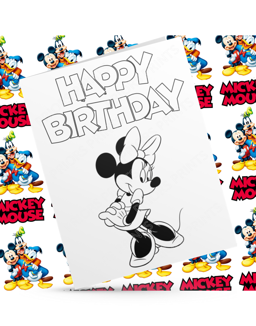 Mickey, Minnie, Donald Duck & Pluto Colour Your Own Birthday Card