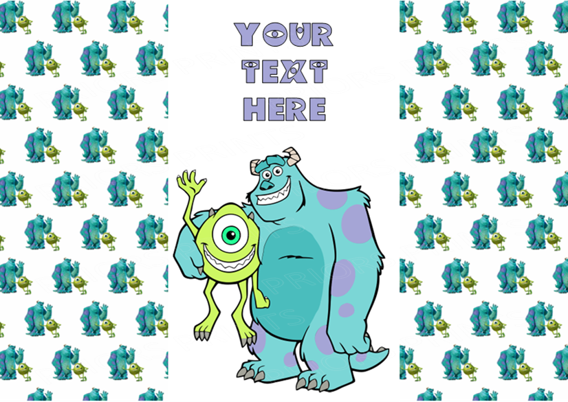 Monsters Inc Chocolate Bar Wrappers- To add own Text