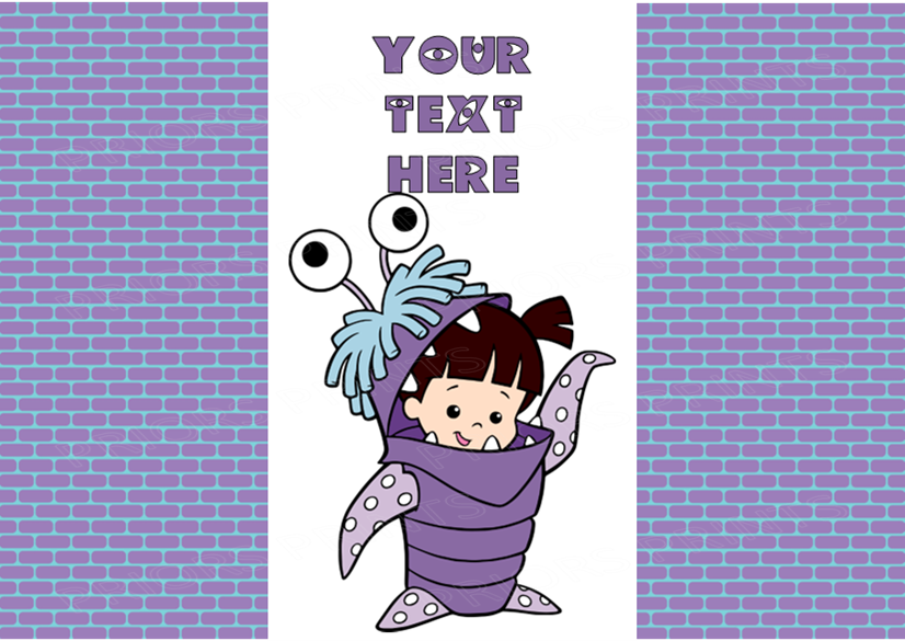 Monsters Inc Chocolate Bar Wrappers- To add own Text