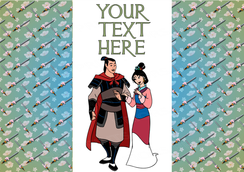 Mulan Chocolate Bar Wrappers- To add own Text