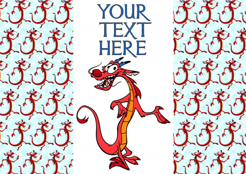 Mulan Chocolate Bar Wrappers- To add own Text
