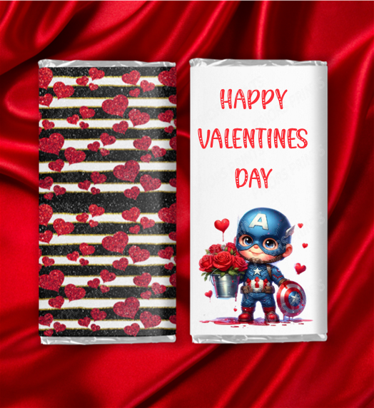 Captain America Valentines Chocolate Bar Wrappers