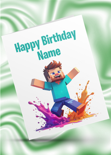 Minecraft Colour Splash Personalised Birthday Card