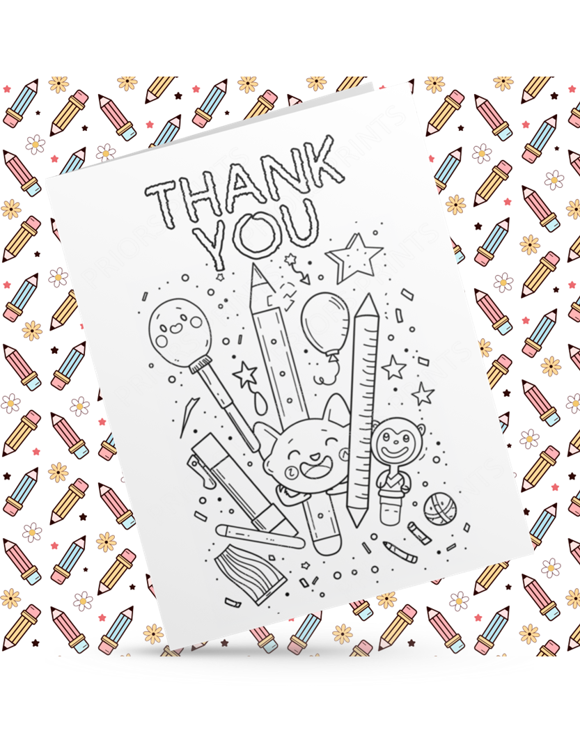 Colour Your Own Thank You Card for Teachers, Teaching Assistants, ect