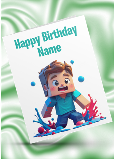 Minecraft Colour Splash Personalised Birthday Card