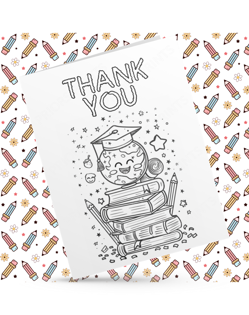 Colour Your Own Thank You Card for Teachers, Teaching Assistants, ect