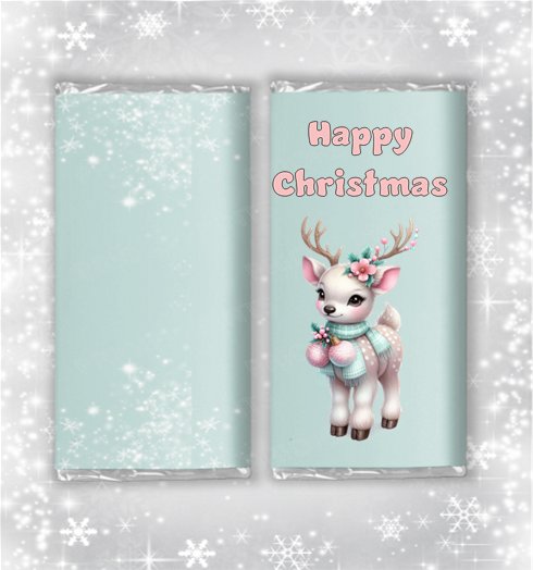 Pastel Pink & Green Christmas Chocolate Bar Wrapper