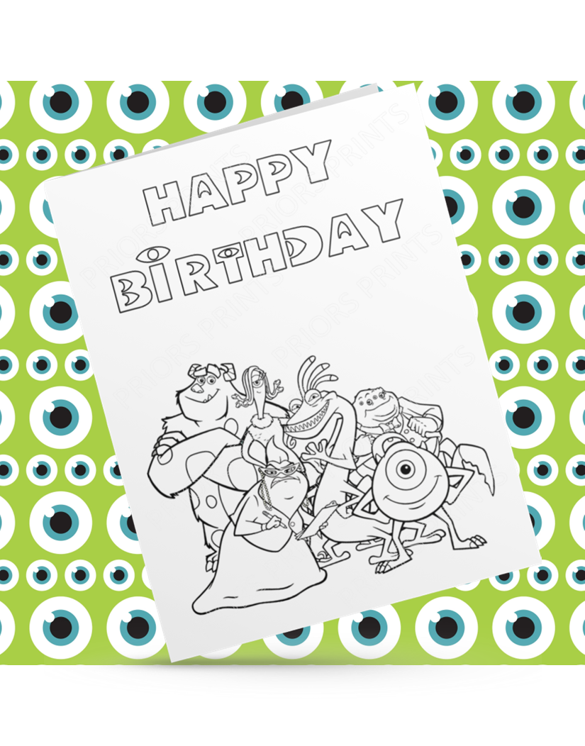 Monsters Inc Colour Your Own Birthday Card