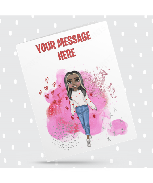 Love Heart Jumper Female Personalised Card For Any Occasion