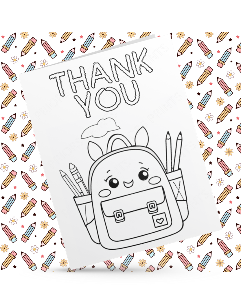 Colour Your Own Thank You Card for Teachers, Teaching Assistants, ect