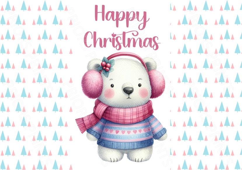 Light Blue & Pink Christmas Chocolate Bar Wrapper
