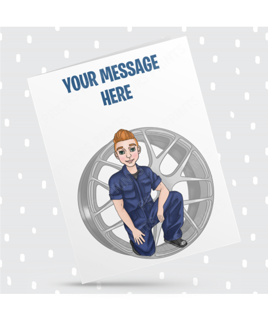 Male Alloy Wheel Technician Personalised Card For Any Occasion
