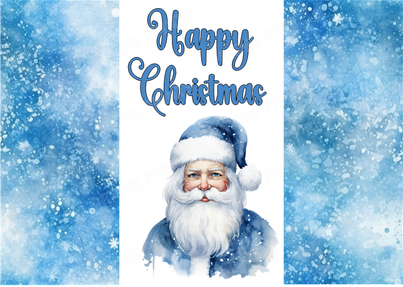 Blue Santa Christmas Chocolate Bar Wrapper- Matches Santa Letter, Certificates & Scratch Cards