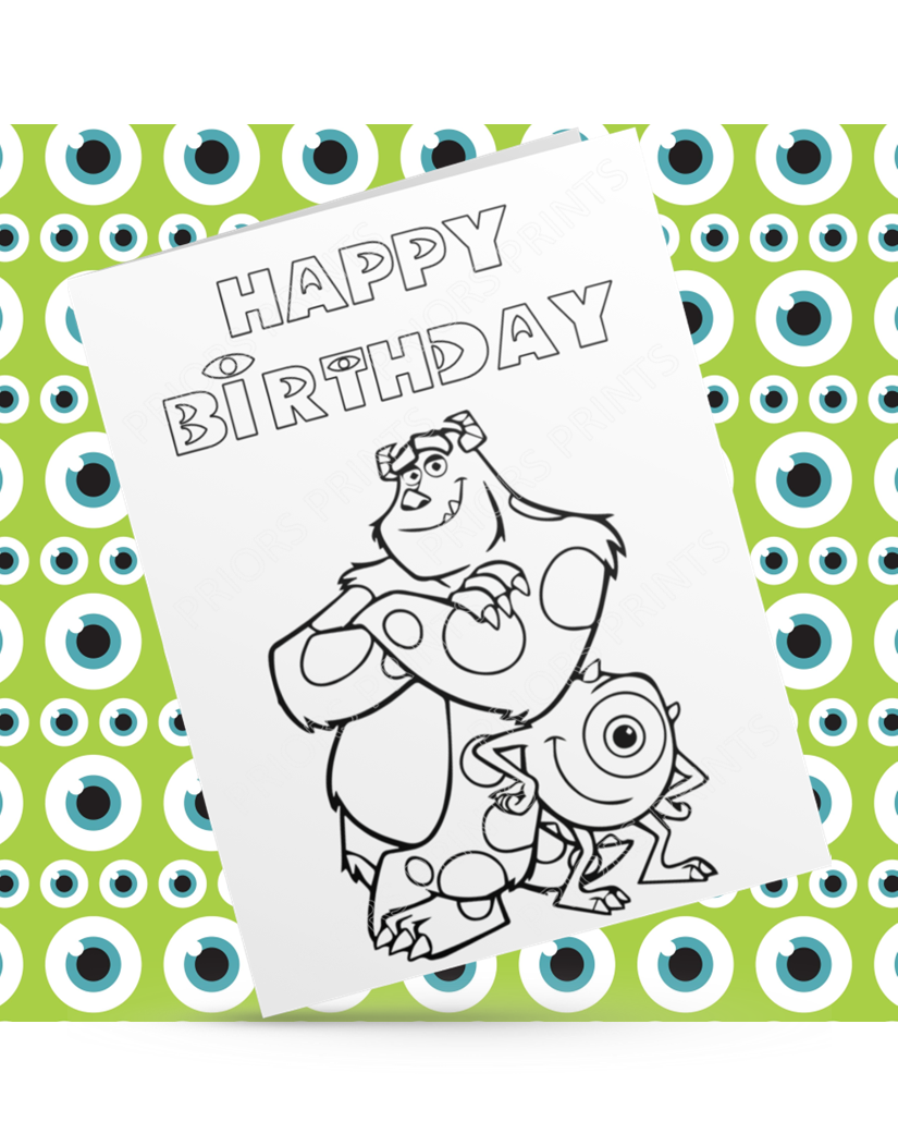 Monsters Inc Colour Your Own Birthday Card