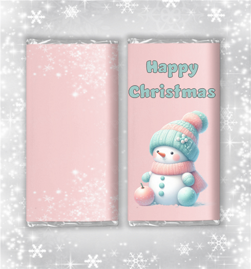 Pastel Pink & Green Christmas Chocolate Bar Wrapper
