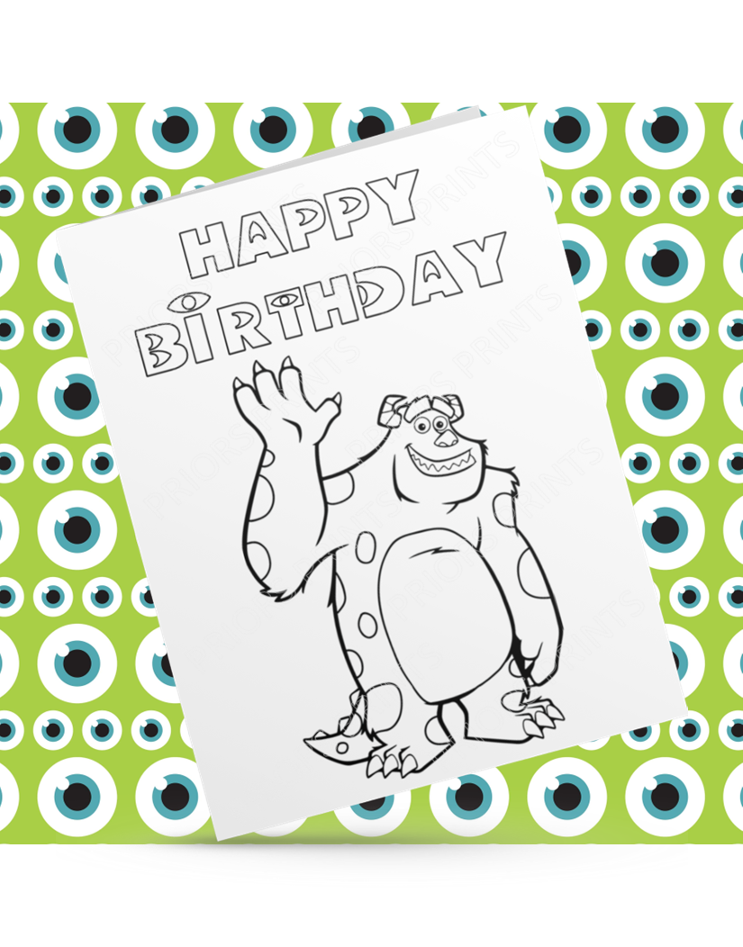 Monsters Inc Colour Your Own Birthday Card