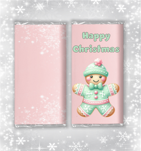 Pastel Pink & Green Christmas Chocolate Bar Wrapper
