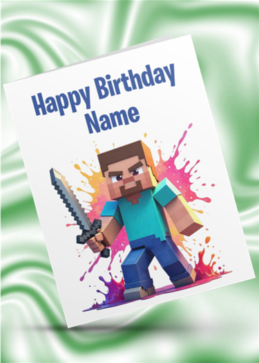 Minecraft Colour Splash Personalised Birthday Card