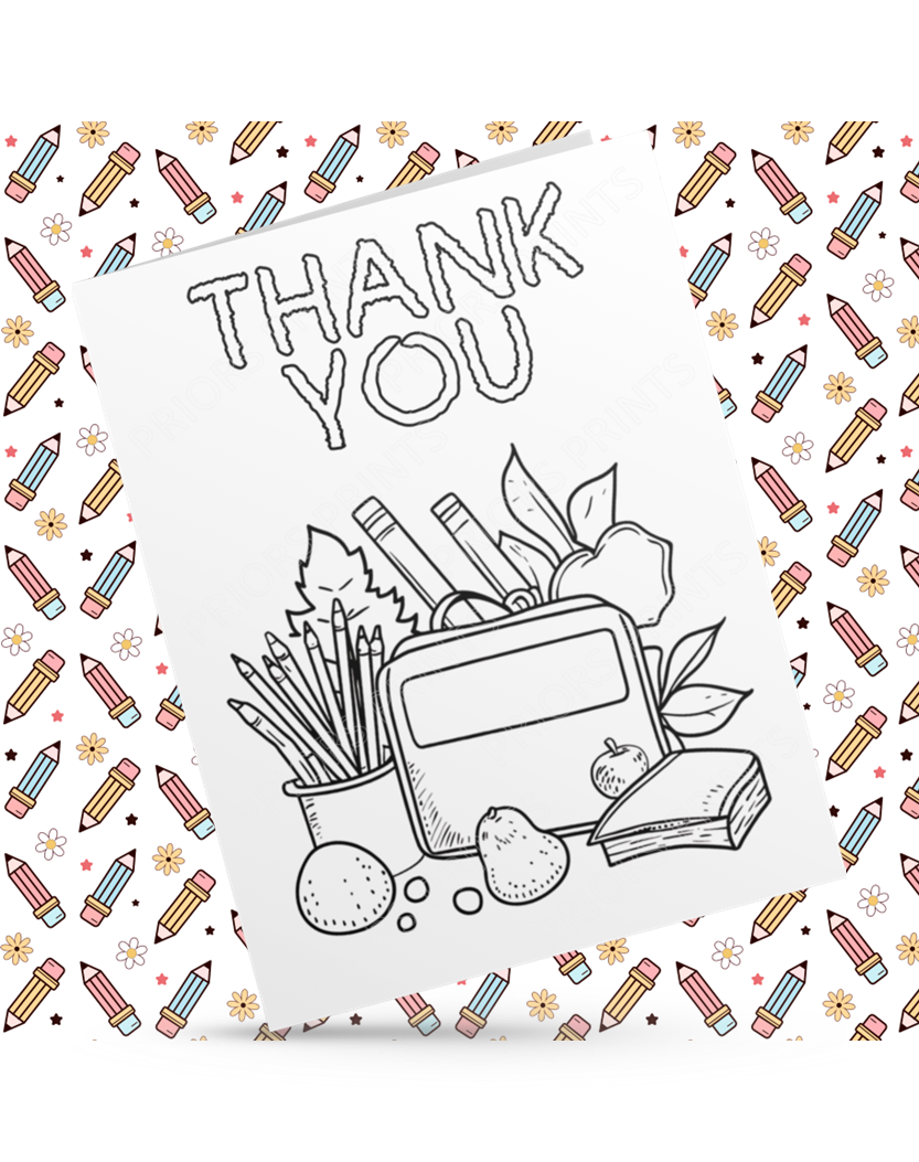 Colour Your Own Thank You Card for Teachers, Teaching Assistants, ect