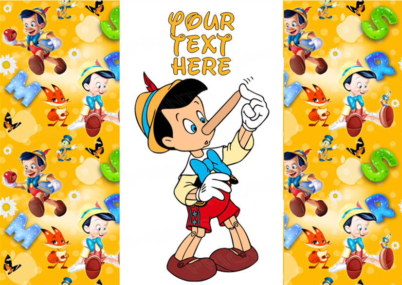Pinocchio Chocolate Bar Wrappers- To add own Text