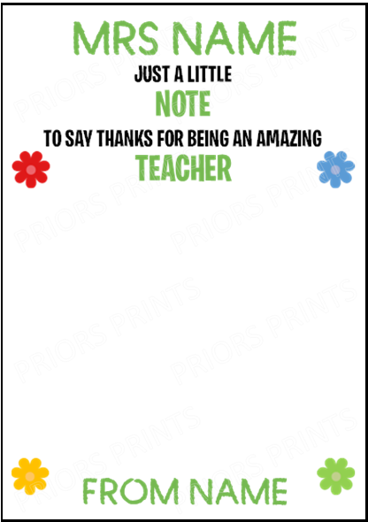 Personalised Thank You Teacher Post-it Note Gift, Teaching Assistant, Head Teacher, Key Worker, Preschool, End Of Term Gift Present